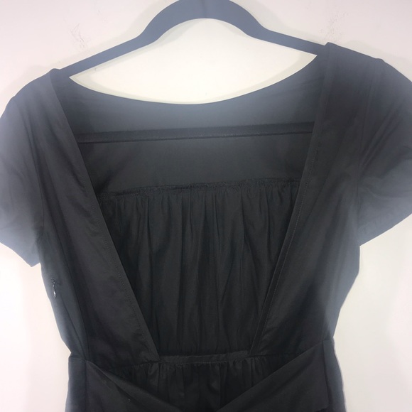 Theory Dilia Black Cotton Tie Waist Dress LBD - Picture 4 of 7